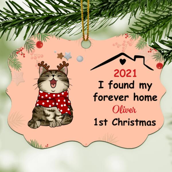 I Found My Forever Home, Cat 1st Christmas Aluminium Ornate Ornament, Personalized Cat Breeds Ornament