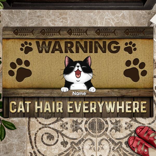 Pawzity Front Door Mat, Gifts For Cat Lovers, Warning Cat Hair Everywhere Personalized Doormat