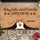 Pawzity Front Door Mat, Gifts For Pet Lovers, Why Hello Sweet Cheeks Come On In Personalized Doormat