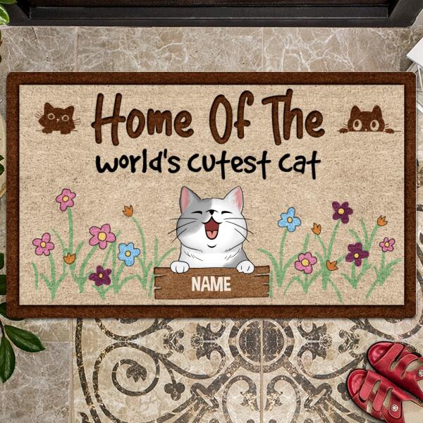 Pawzity Front Door Mat, Gifts For Cat Lovers, Home Of The World's Cutest Cats Custom Doormat