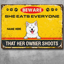 Pawzity Warning Metal Yard Sign, Gifts For Dog Lovers, Beware They Eat Everyone That Their Owner Shoots