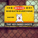 Pawzity Warning Metal Yard Sign, Gifts For Dog Lovers, Beware They Eat Everyone That Their Owner Shoots