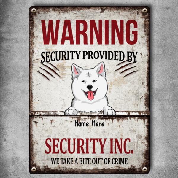 Pawzity Warning Metal Yard Sign, Gifts For Dog Lovers, Security Provided By Security Inc. We Take A Bite Out Of Crime