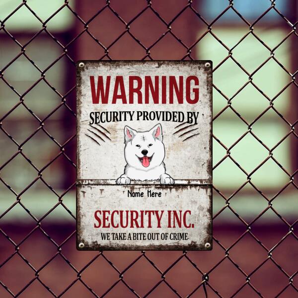 Pawzity Warning Metal Yard Sign, Gifts For Dog Lovers, Security Provided By Security Inc. We Take A Bite Out Of Crime