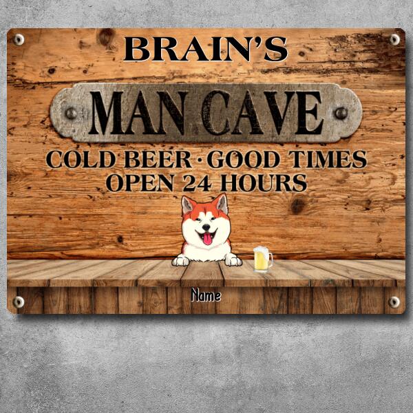 Pawzity Metal Man Cave Signs, Gifts For Pet Lovers, Cold Beer Good Times Open 24 Hours Family Name Sign