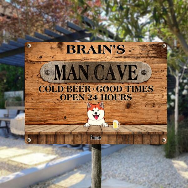 Pawzity Metal Man Cave Signs, Gifts For Pet Lovers, Cold Beer Good Times Open 24 Hours Family Name Sign