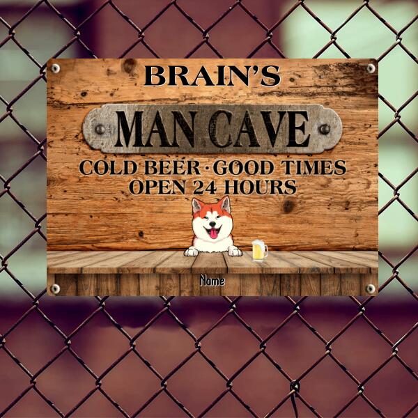 Pawzity Metal Man Cave Signs, Gifts For Pet Lovers, Cold Beer Good Times Open 24 Hours Family Name Sign