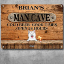 Pawzity Metal Man Cave Signs, Gifts For Dog Lovers, Cold Beer Good Times Open 24 Hours Family Name Sign