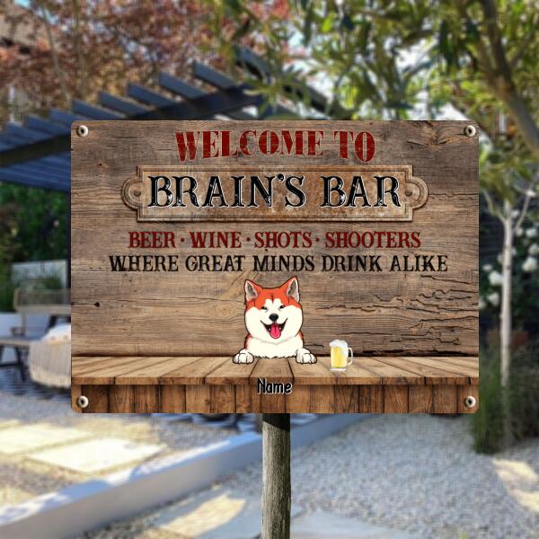 Pawzity Metal Bar Sign, Gifts For Pet Lovers, Where Great Minds Drink Alike Family Name Sign