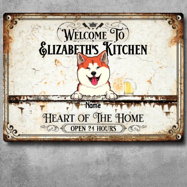 Pawzity Metal Kitchen Sign, Gifts For Pet Lovers, Heart Of The Home Open 24 Hours Welcome Signs