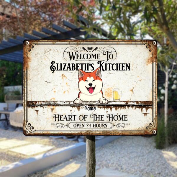 Pawzity Metal Kitchen Sign, Gifts For Pet Lovers, Heart Of The Home Open 24 Hours Welcome Signs