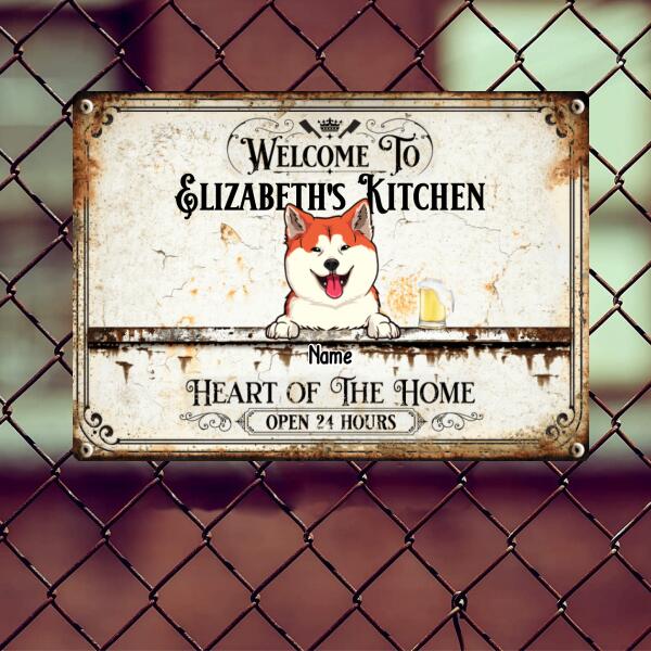 Pawzity Metal Kitchen Sign, Gifts For Pet Lovers, Heart Of The Home Open 24 Hours Welcome Signs