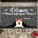 Pawzity Welcome Mat, Gifts For Dog Lovers, Please Wipe Your Paws Gray Front Door Mat