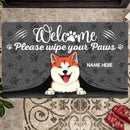 Pawzity Welcome Mat, Gifts For Pet Lovers, Please Wipe Your Paws Gray Front Door Mat