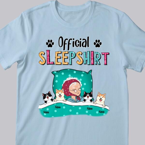 Official Sleepshirt, Old Lady With Her Dogs & Cats, Personalized Dog & Cat Lovers T-shirt