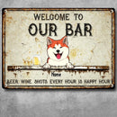 Pawzity Metal Bar Sign, Gifts For Pet Lovers, Beer Wine Shots Every Hour Is Happy Hour Welcome Signs