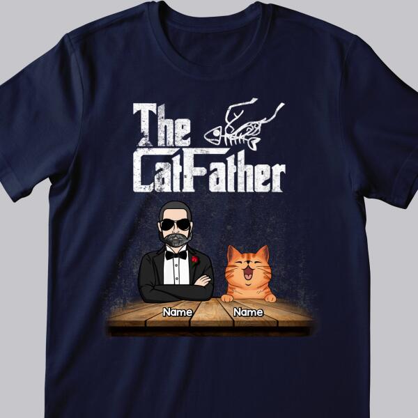 The Cat Father, Black Wall T-shirt, Personalized Cat Breeds T-shirt, Gifts For Cat Dads