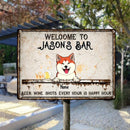 Pawzity Metal Bar Sign, Gifts For Pet Lovers, Beer Wine Shots Every Hour Is Happy Hour Family Name Sign