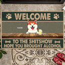Pawzity Welcome To The Shitshow Personalized Doormat, Gifts For Dog Lovers, Vintage Front Door Mat