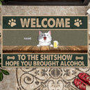 Pawzity Welcome To The Shitshow Personalized Doormat, Gifts For Cat Lovers, Vintage Front Door Mat