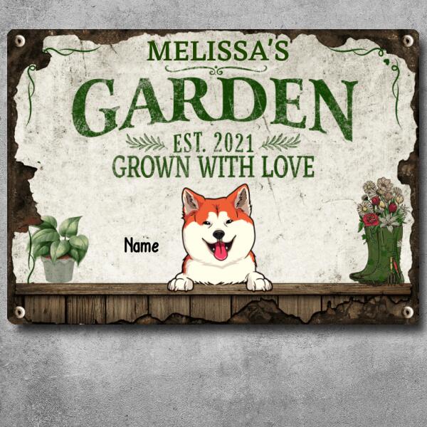 Pawzity Metal Garden Sign, Gifts For Pet Lovers, Grown With Love Plant & Flower Vintage Signs