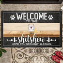 Pawzity Welcome To The Shitshow Personalized Doormat, Gifts For Cat Lovers, Cool Family & Cats Front Door Mat