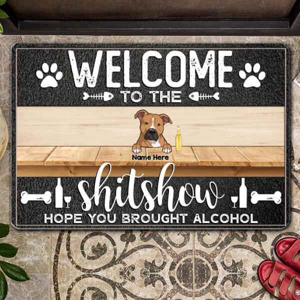 Pawzity Welcome To The Shitshow Personalized Doormat, Gifts For Pet Lovers, Cool Family & Pets Front Door Mat