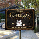 Pawzity Metal Coffee Bar Sign, Gifts For Cat Lovers, Freshly Brewed Daily Vintage Signs