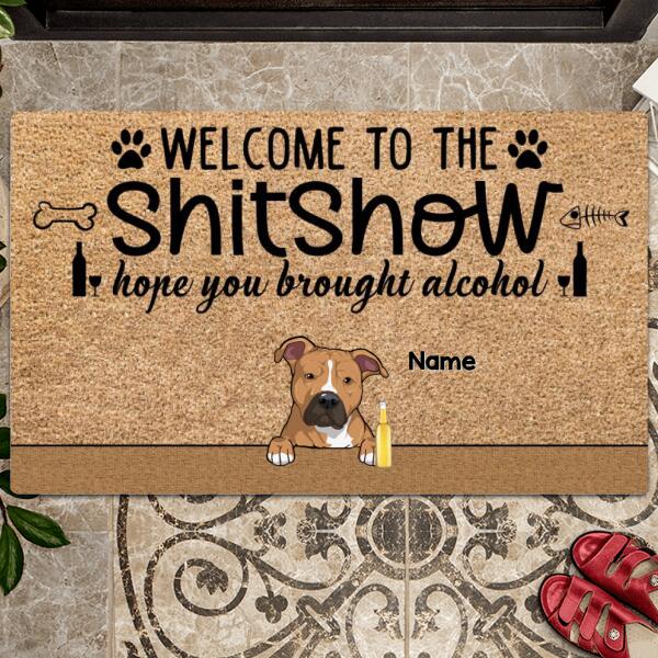 Pawzity Welcome To The Shitshow Custom Doormat, Gifts For Pet Lovers, Cool Family & Pets Front Door Mat