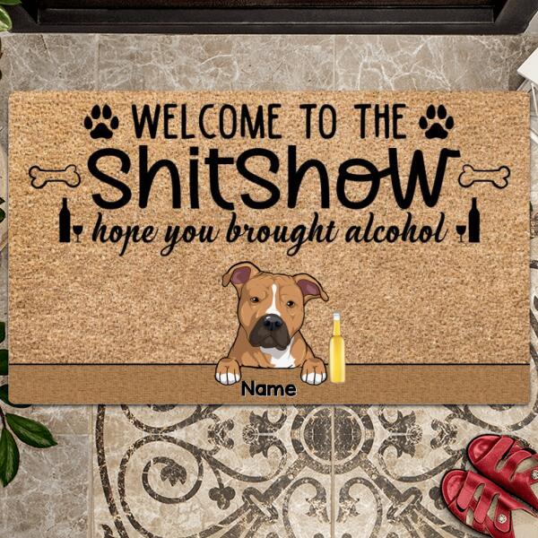 Pawzity Welcome To The Shitshow Custom Doormat, Gifts For Dog Lovers, Cool Family & Dogs Front Door Mat