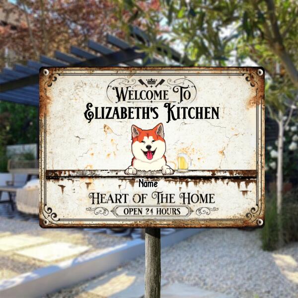 Pawzity Metal Kitchen Sign, Gifts For Dog Lovers, Heart Of The Home Open 24 Hours Welcome Signs