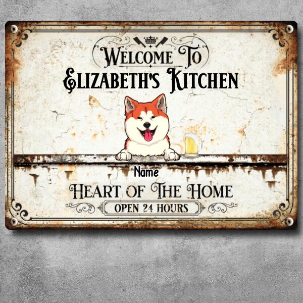 Pawzity Metal Kitchen Sign, Gifts For Dog Lovers, Heart Of The Home Open 24 Hours Welcome Signs