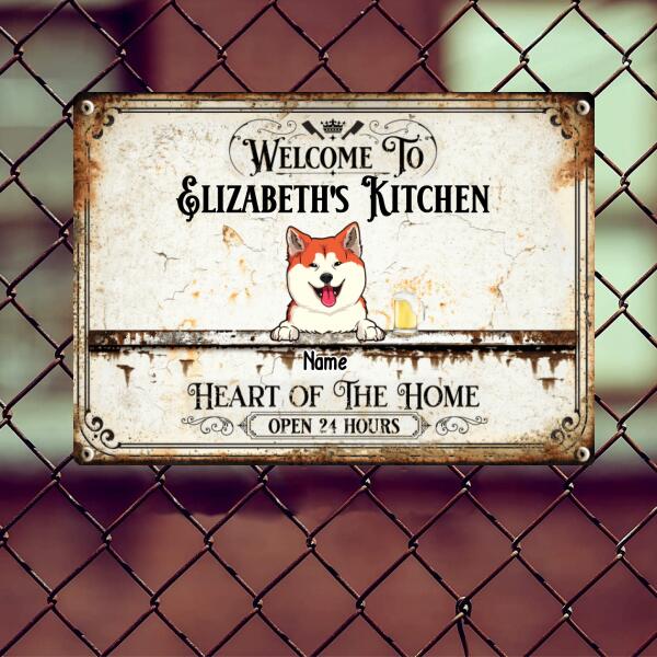 Pawzity Metal Kitchen Sign, Gifts For Dog Lovers, Heart Of The Home Open 24 Hours Welcome Signs