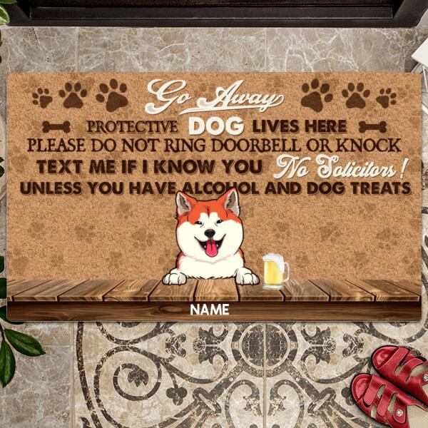 Pawzity Personalized Doormat, Gifts For Dog Lovers, Go Away Protective Dog Lives Here Outdoor Door Mat