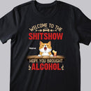 Welcome To The Shitshow Hope You Brought Alcohol, Cat & Beverage T-shirt, Personalized Cat Breeds T-shirt