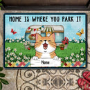 Pawzity Personalized Doormat, Gifts For Cat Lovers, Home Is Where You Park It Camping Front Door Mat