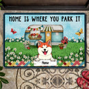 Pawzity Personalized Doormat, Gifts For Dog Lovers, Home Is Where You Park It Camping Front Door Mat