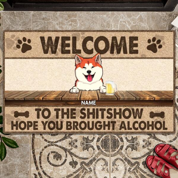 Pawzity Welcome To The Shitshow Custom Doormat, Gifts For Dog Lovers, Vintage Front Door Mat