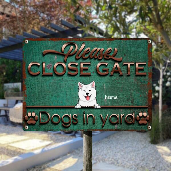 Pawzity Warning Metal Yard Sign, Gifts For Dog Lovers, Please Close Gate Dogs In Yard Vintage Signs