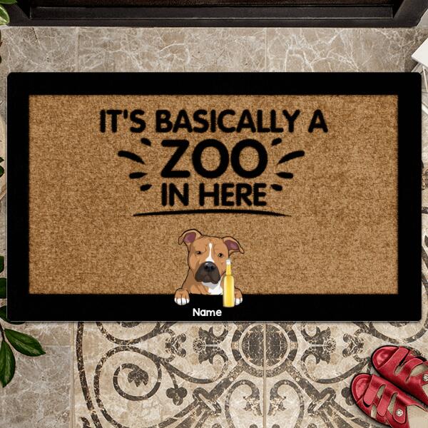 Pawzity Personalized Doormat, Gifts For Pet Lovers, It's Basically A Zoo In Here Baby & Pets Front Door Mat