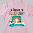 Official Sleep Shirt, Girl And Her Cats & Dogs, Personalized Dog & Cat Lovers T-shirt