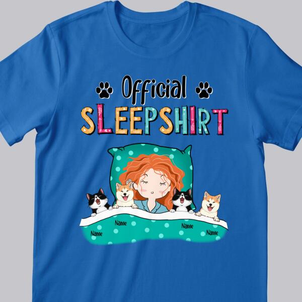 Official Sleep Shirt, Girl And Her Cats & Dogs, Personalized Dog & Cat Lovers T-shirt