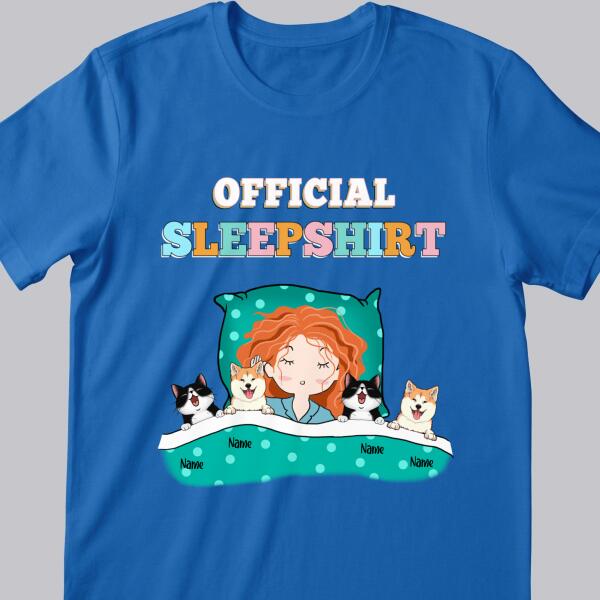 Official Sleep Shirt, Chibi Girl With Her Cat & Dog, Personalized Cat & Dog Lovers T-shirt