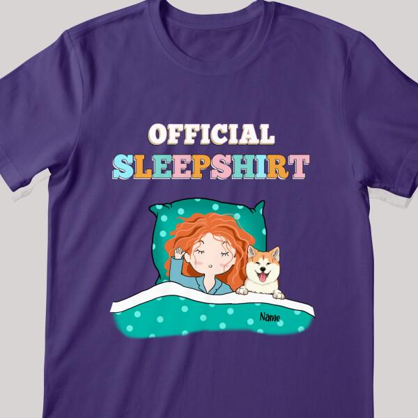 Official Sleep Shirt, Chibi Girl With Her Dog, Personalized Dog Lovers T-shirt