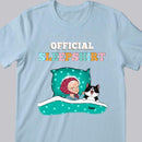 Official Sleep Shirt, Chibi Old Lady With Her Cat, Personalized Cat Lovers T-shirt