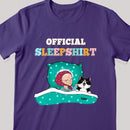 Official Sleep Shirt, Chibi Old Lady With Her Cat, Personalized Cat Lovers T-shirt