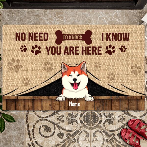 Pawzity No Need To Knock Personalized Doormat, Gifts For Pet Lovers, We Know You Are Here Vintage Front Door Mat