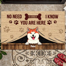 Pawzity No Need To Knock Personalized Doormat, Gifts For Dog Lovers, We Know You Are Here Vintage Front Door Mat