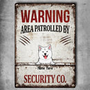 Pawzity Warning Metal Yard Sign, Gifts For Dog Lovers, Area Patrolled By Security Co. Funny Warning Signs
