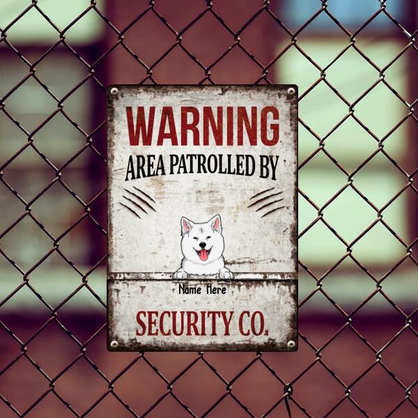 Pawzity Warning Metal Yard Sign, Gifts For Dog Lovers, Area Patrolled By Security Co. Funny Warning Signs